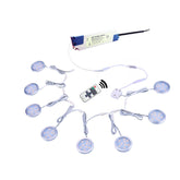 AIBOO Verknüpfbare LED-Unterschrankbeleuchtung, 12 V, dimmbare Puck-Leuchten, fest verdrahtet, mit kabelloser HF-Fernbedienung für stimmungsvolle Küchenbeleuchtung, 8 Lichter, KEIN Wandstecker